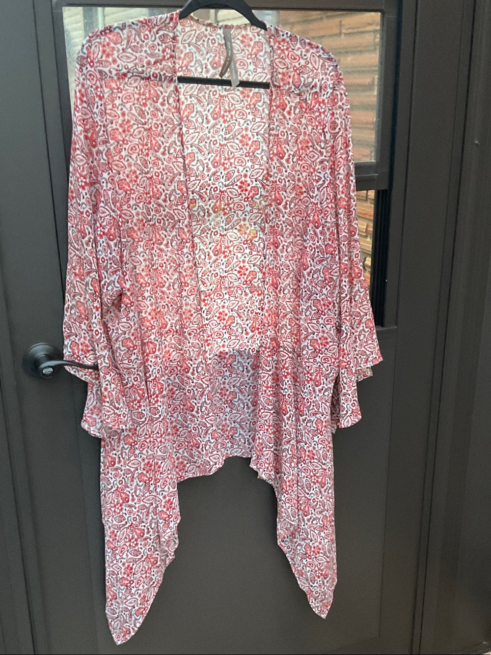 Penningtons Red & White Paisley Open-Front kimono